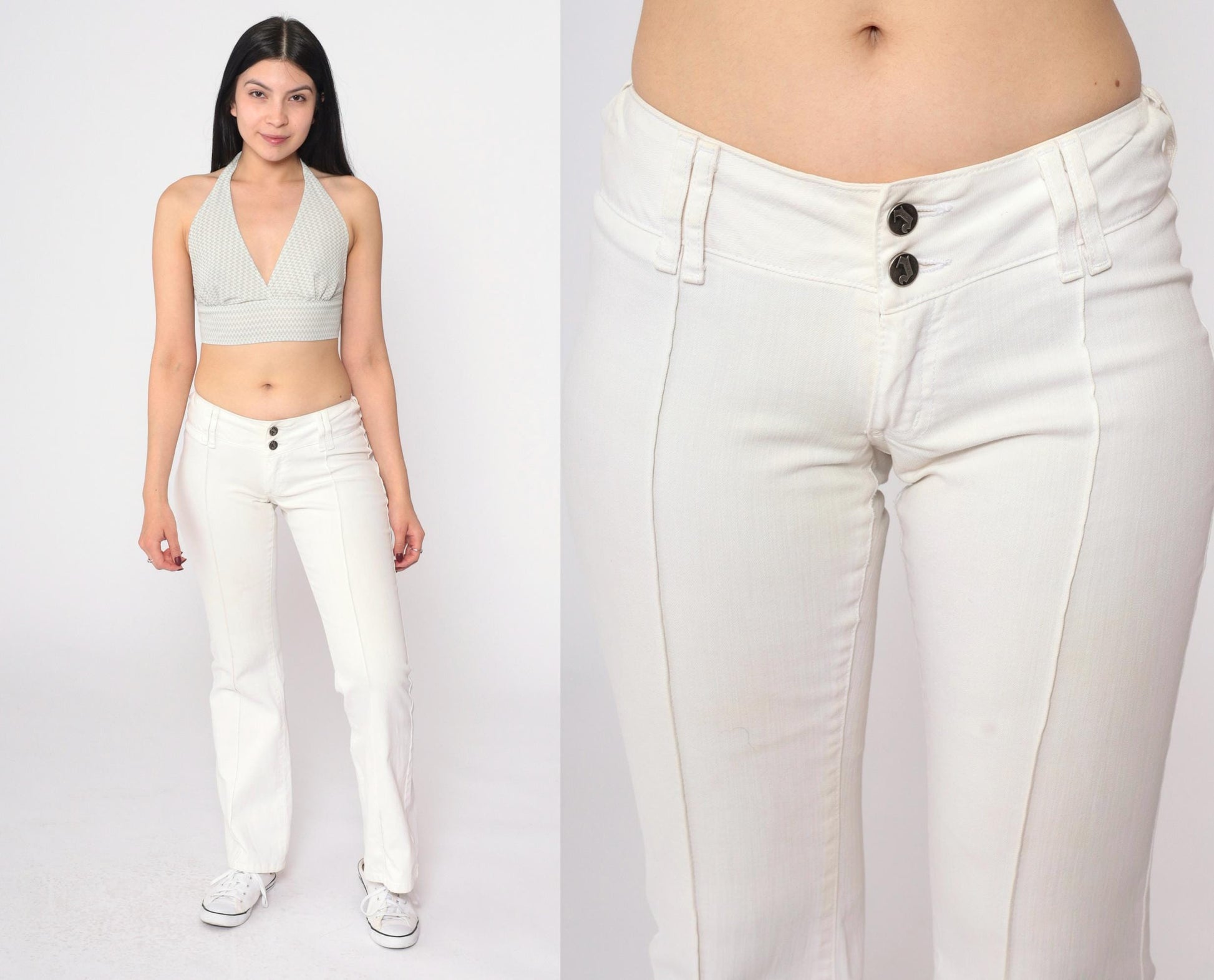 90s C'est Toi White Low Rise Flared Trousers Extra Small