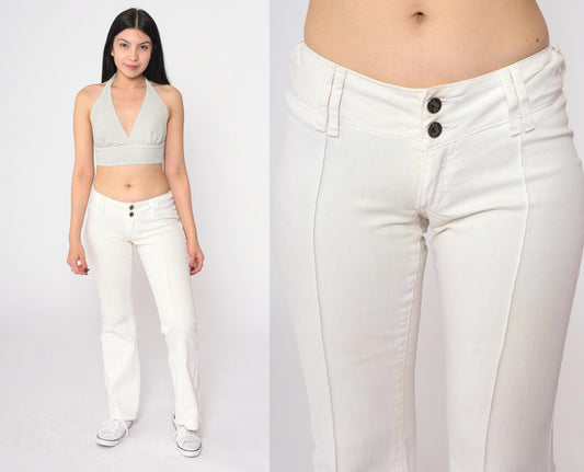 90s C'est Toi White Low Rise Flared Trousers Extra Small