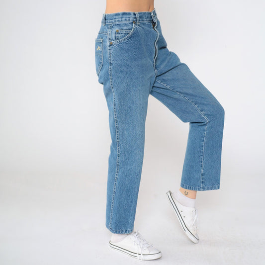 80s Chic High Waist Straight Leg Jeans Blue Denim Small