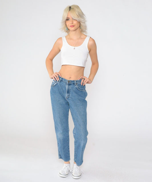 90s Lee High Waist Straight Leg Mom Jeans Blue Denim Small