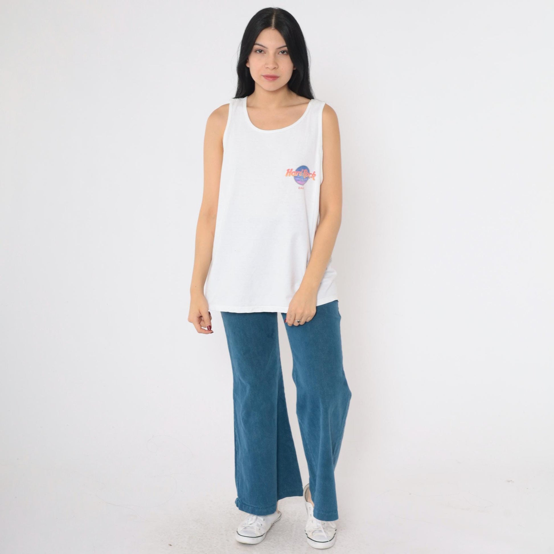 90s Hard Rock Cafe Dallas Texas Tank Top Sunset Graphic Cotton Medium