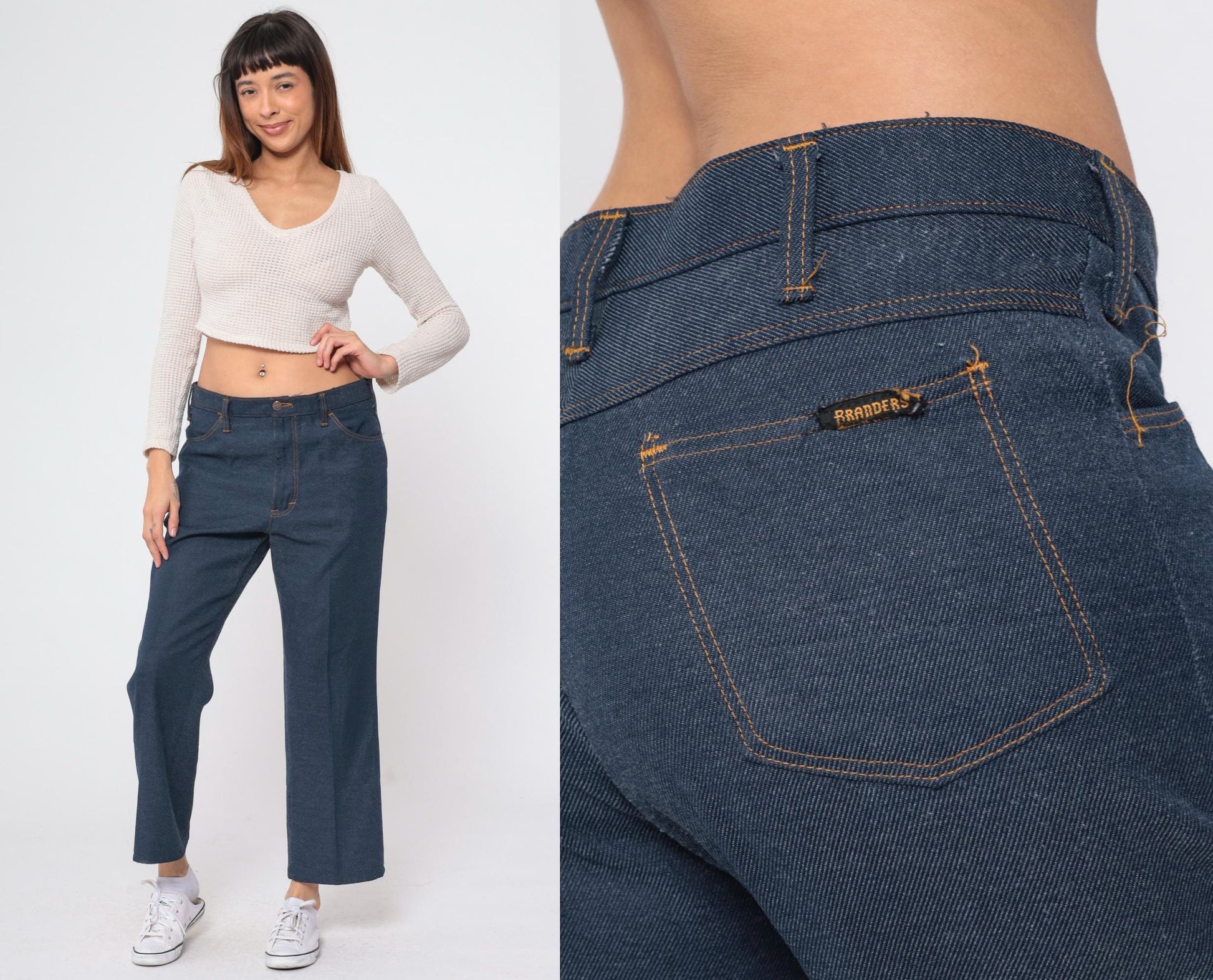 80s Dickies Branders Dark Wash High-Waisted Bootcut Jeans 36x32