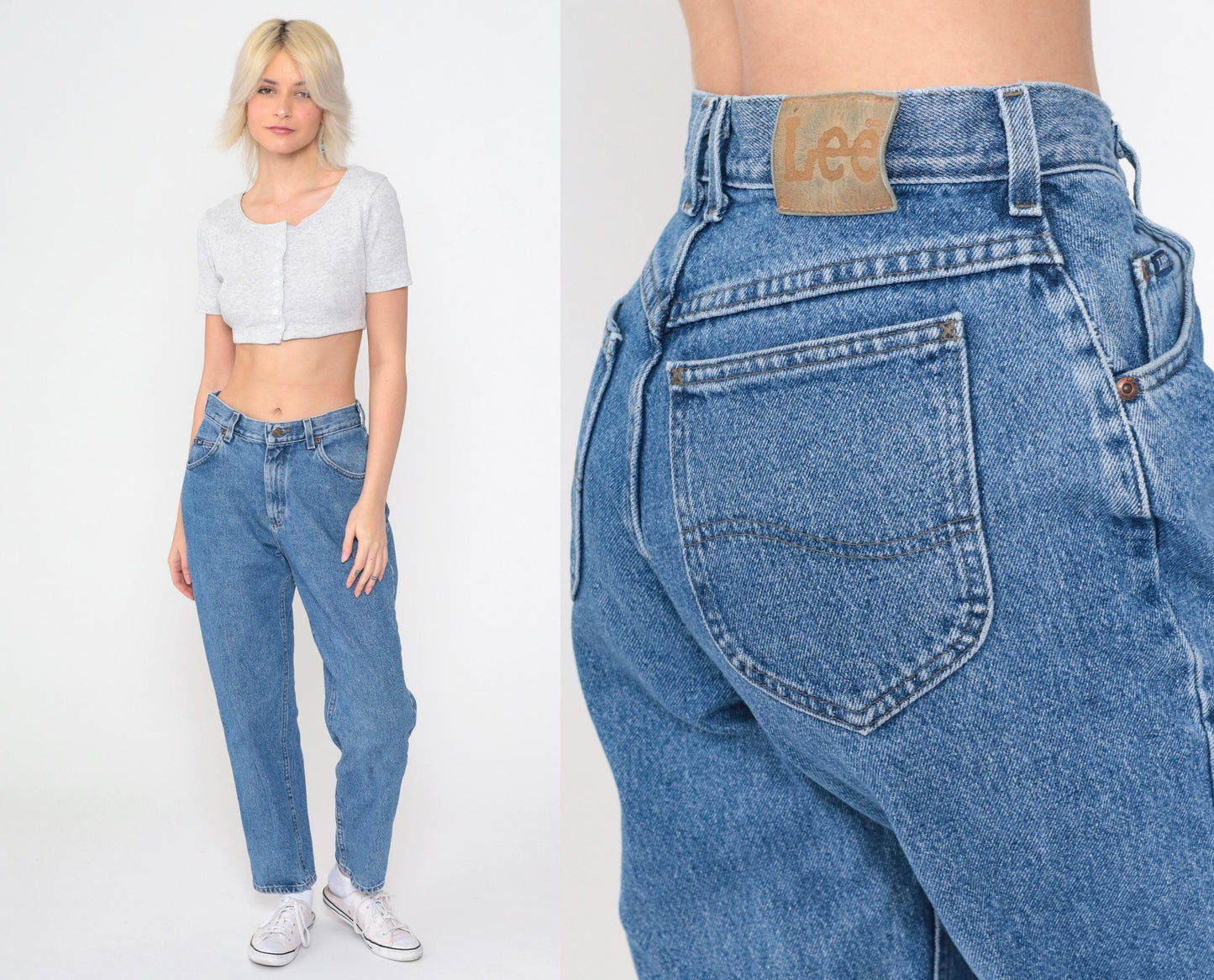 90s Lee High Waist Straight Leg Jeans Blue Denim Small