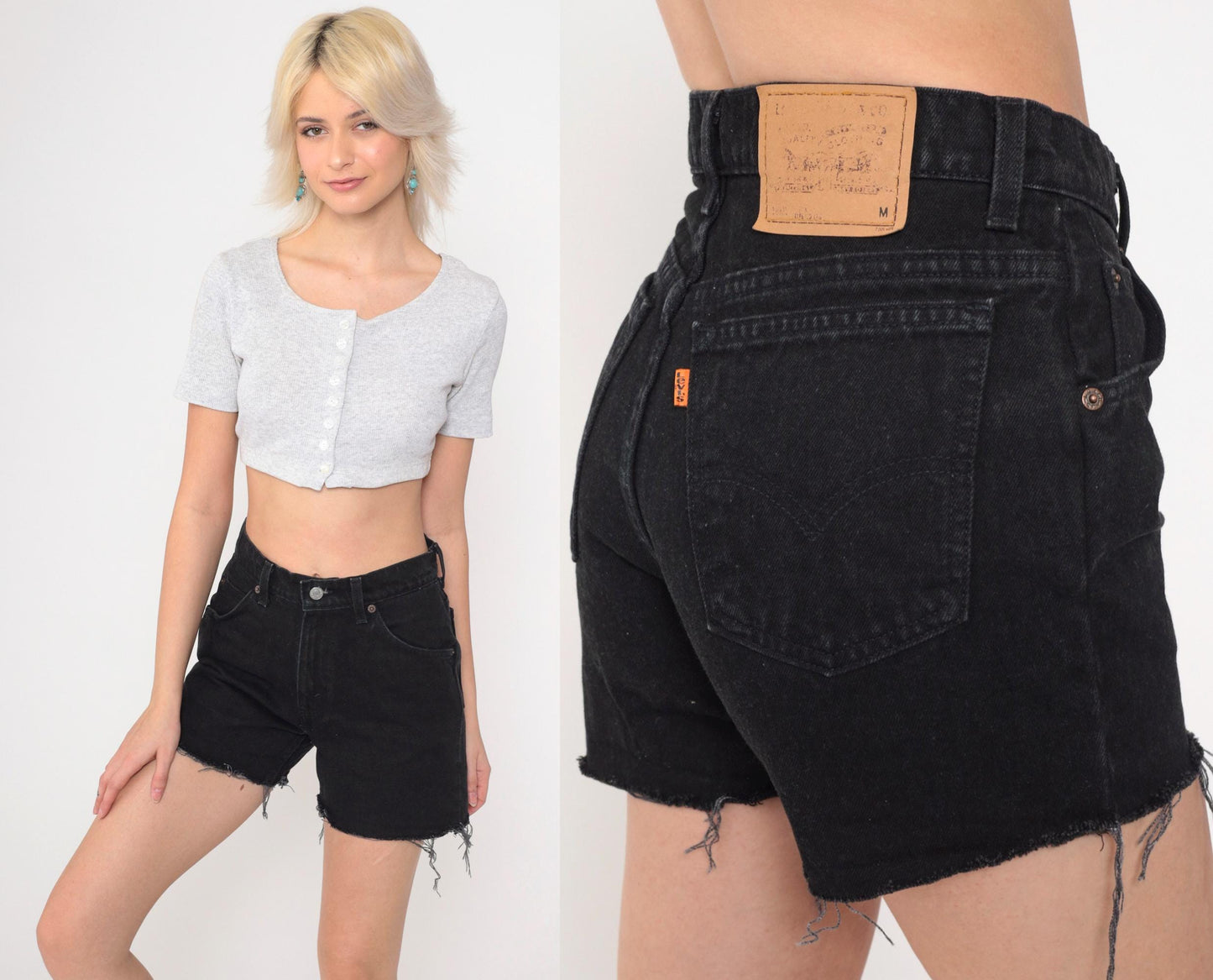 90s Levi's 912 Black Denim Cutoff Shorts High Rise Small