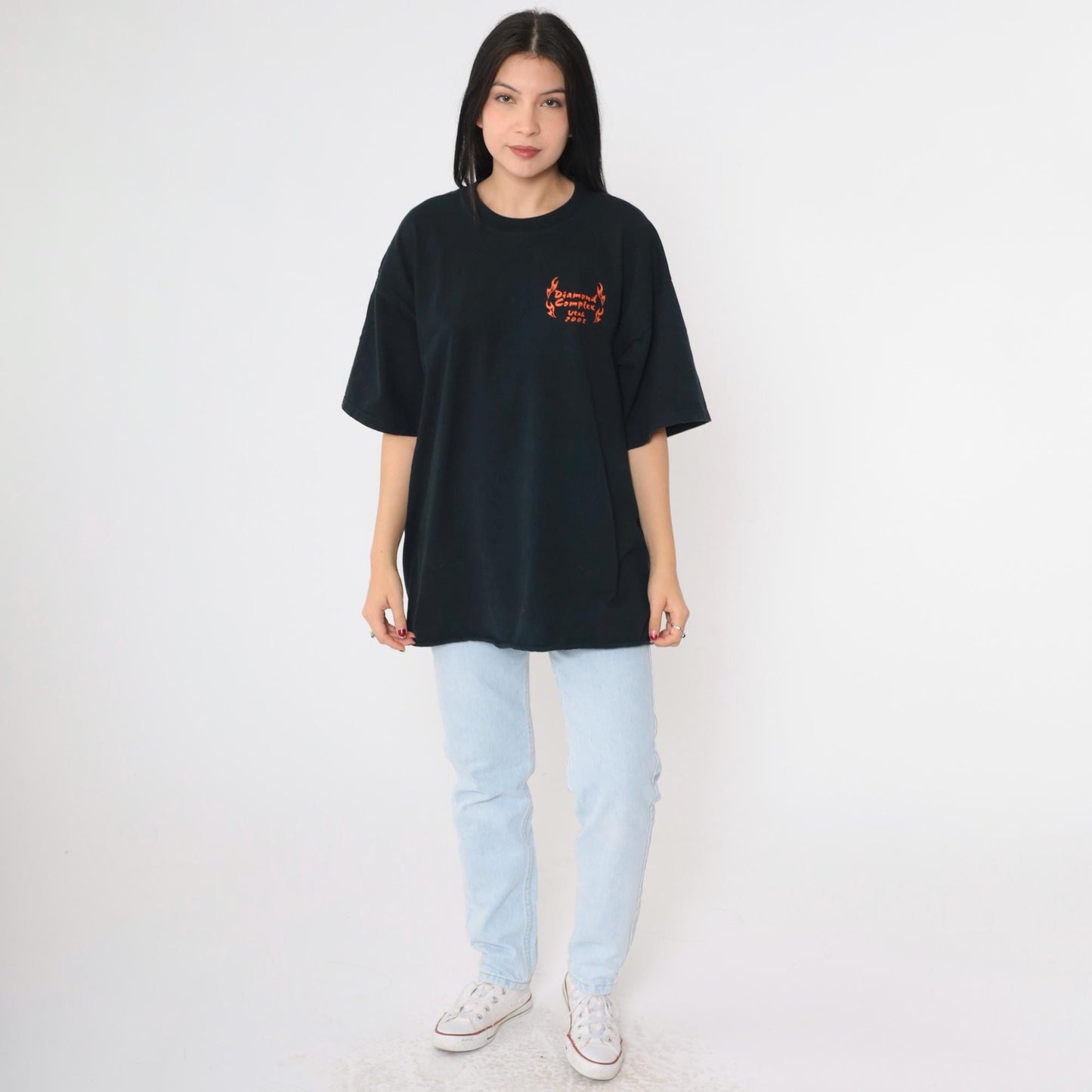 2000s Diamond Complex Firefighter Wildfire Graphic T-Shirt Black Extra Large