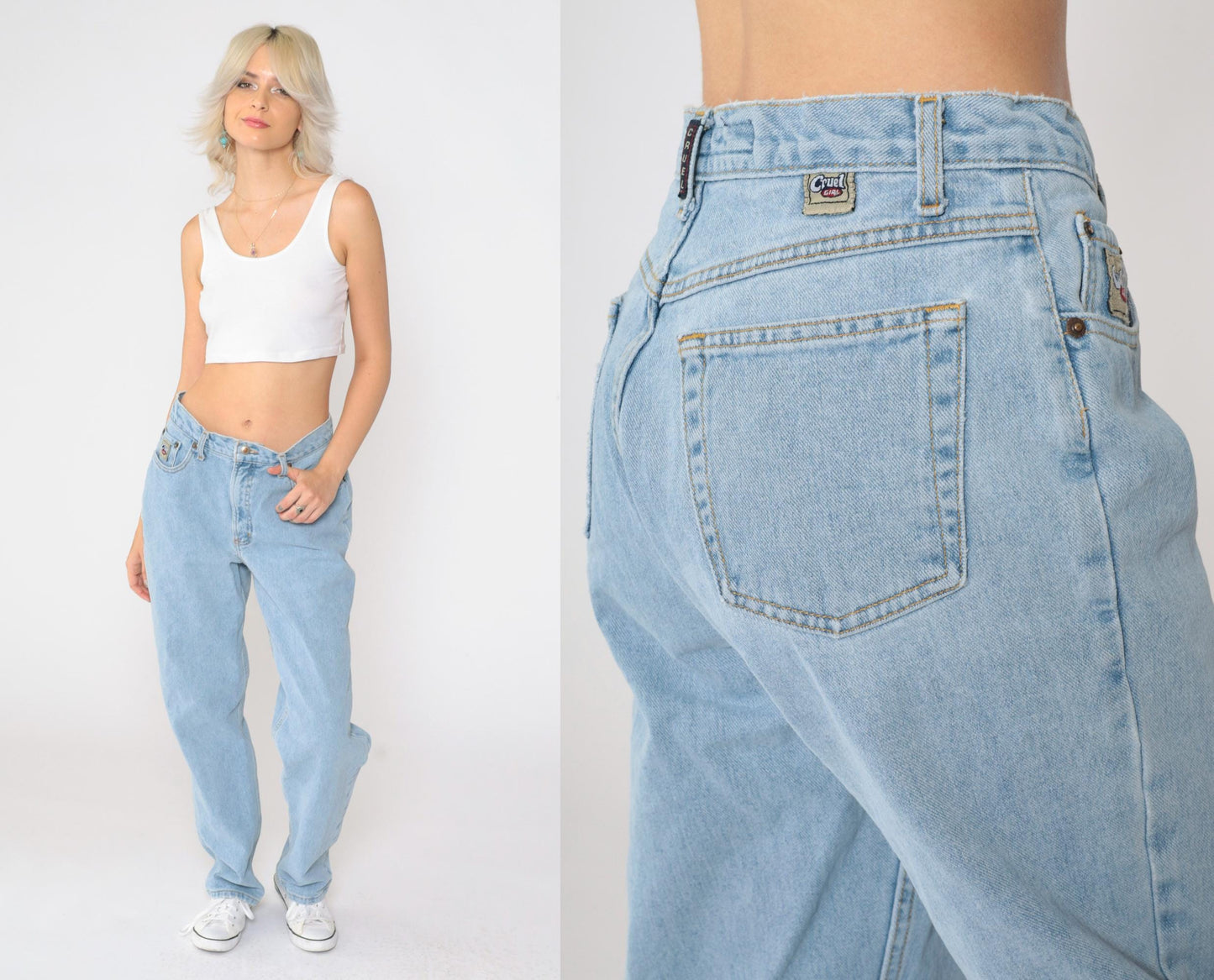 90s Cruel Girl High Rise Tapered Blue Denim Jeans Medium