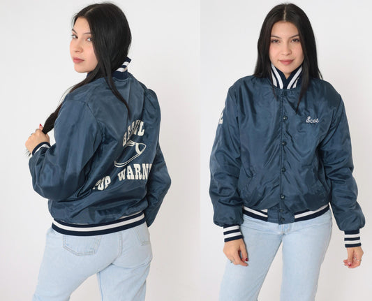 80s Bethel Pop Warner Football Bomber Jacket Dark Blue Small S
