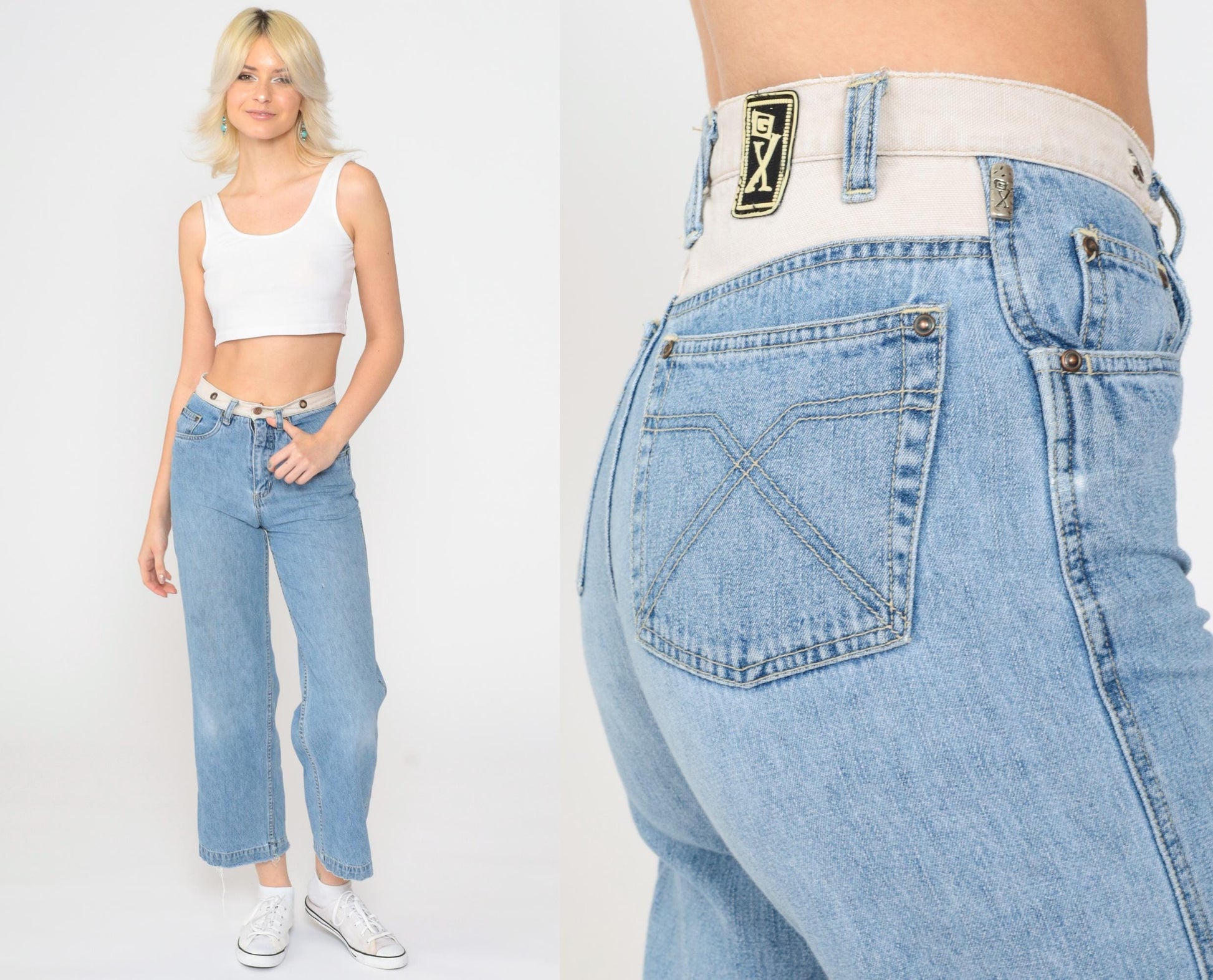 90s GX Gwen Stefani High Rise Straight Leg Jeans Blue Eyelet Youth 12