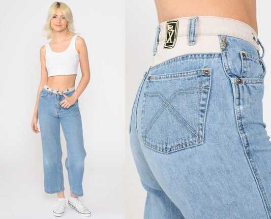 90s GX Gwen Stefani High Rise Straight Leg Jeans Blue Eyelet Youth 12