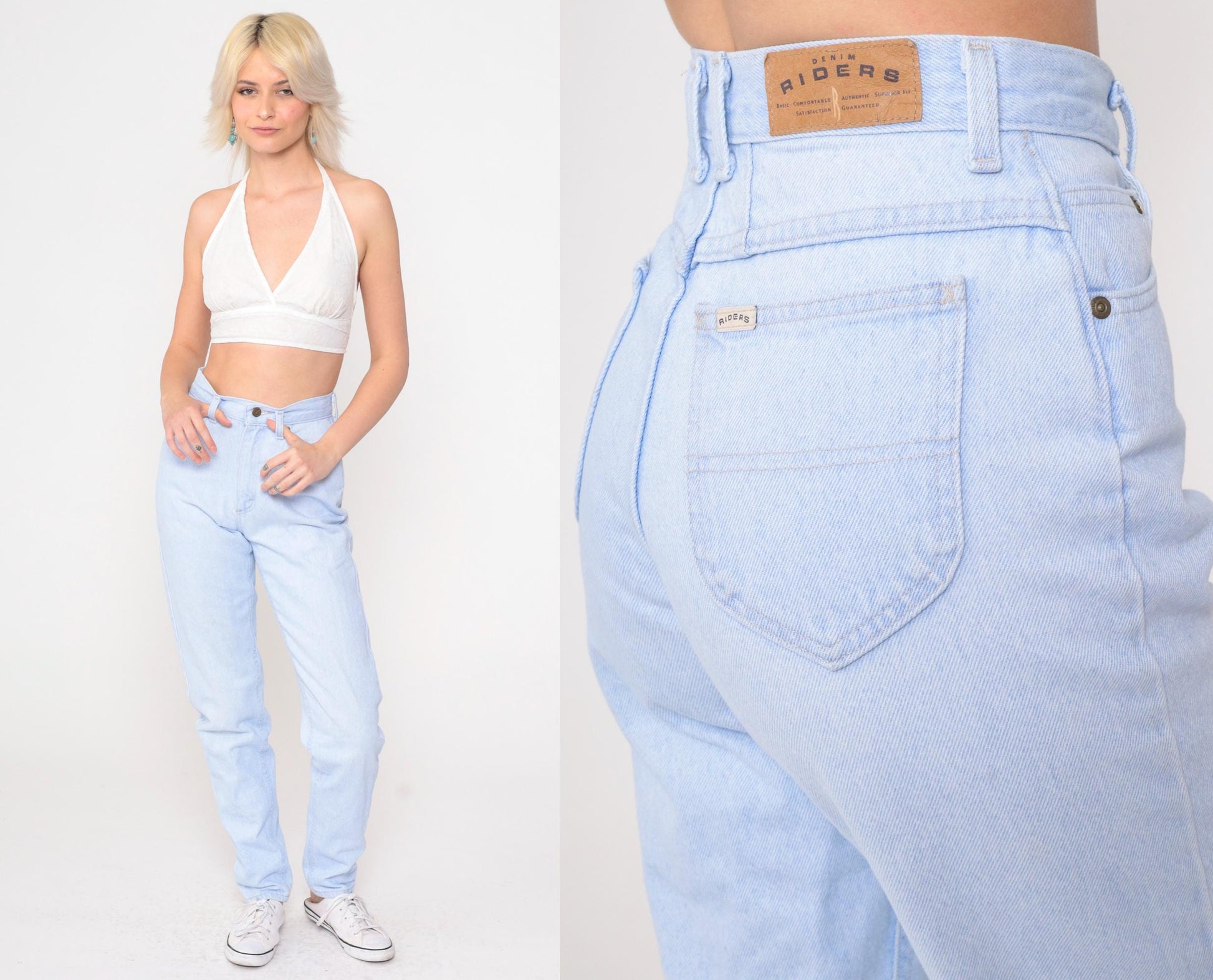 90s Lee Riders High Waist Tapered Light Wash Denim Jeans Extra Small