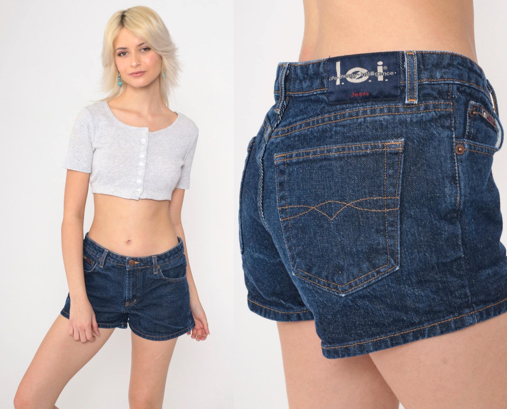 Y2K L.e.i Dark Wash Jean Shorts Mid Rise Blue Denim Small