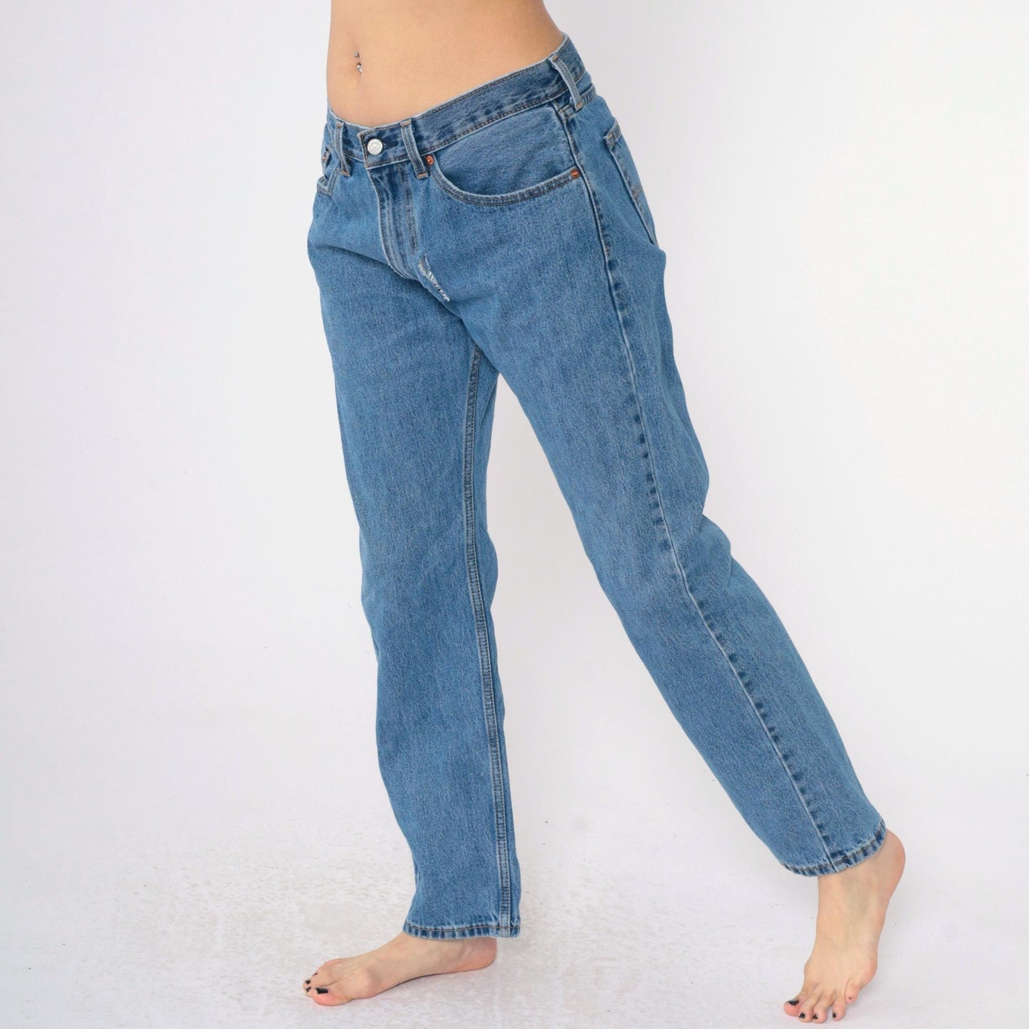 Y2K Levi's 505 Straight Leg Jeans Blue Denim High Rise Ripped 34x30