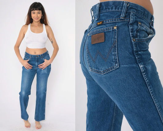 Y2K Wrangler Slim Straight Leg Jeans Faded Blue Denim 31x32