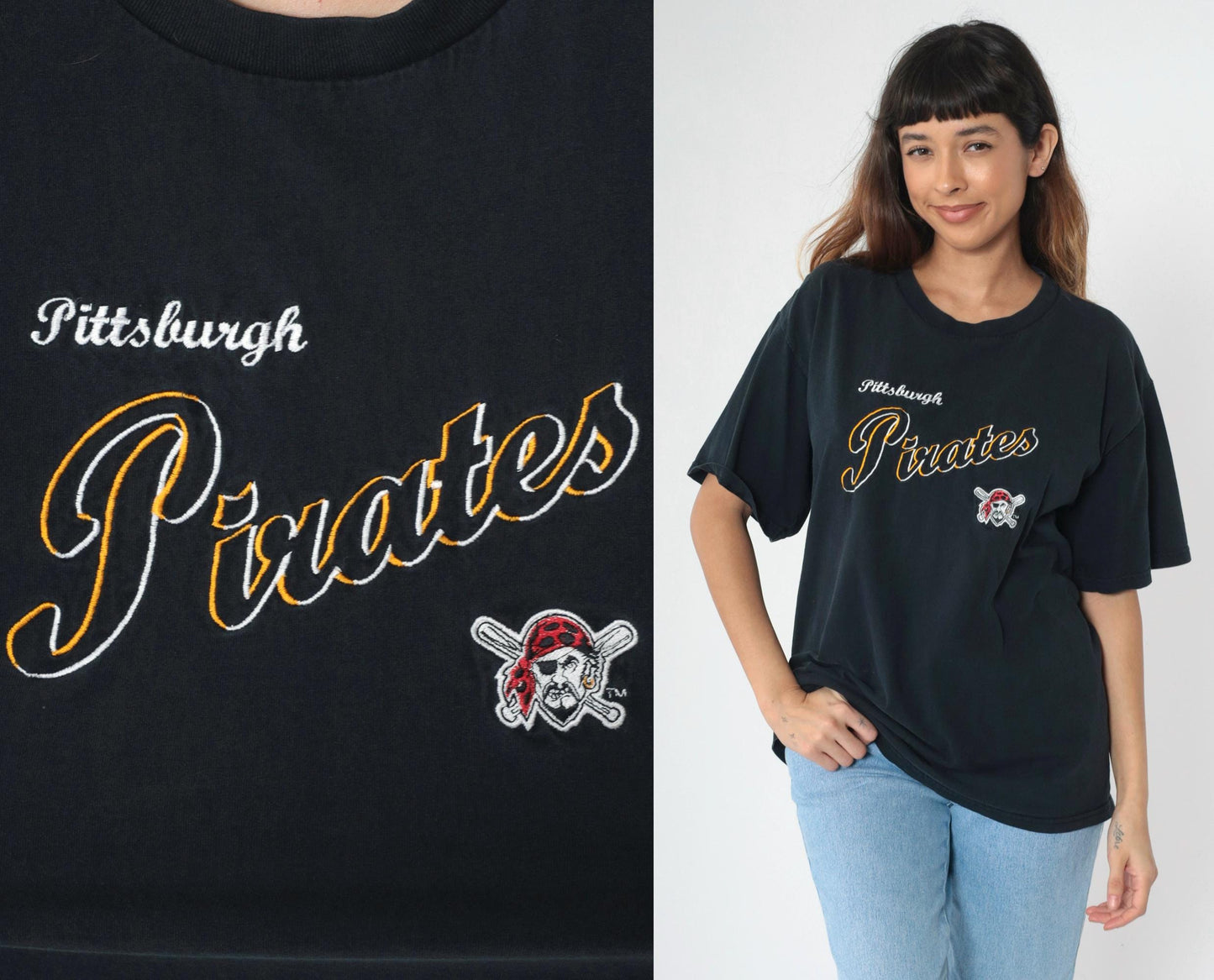 90s Pittsburgh Pirates Lee Sport Embroidered Baseball T-Shirt Large