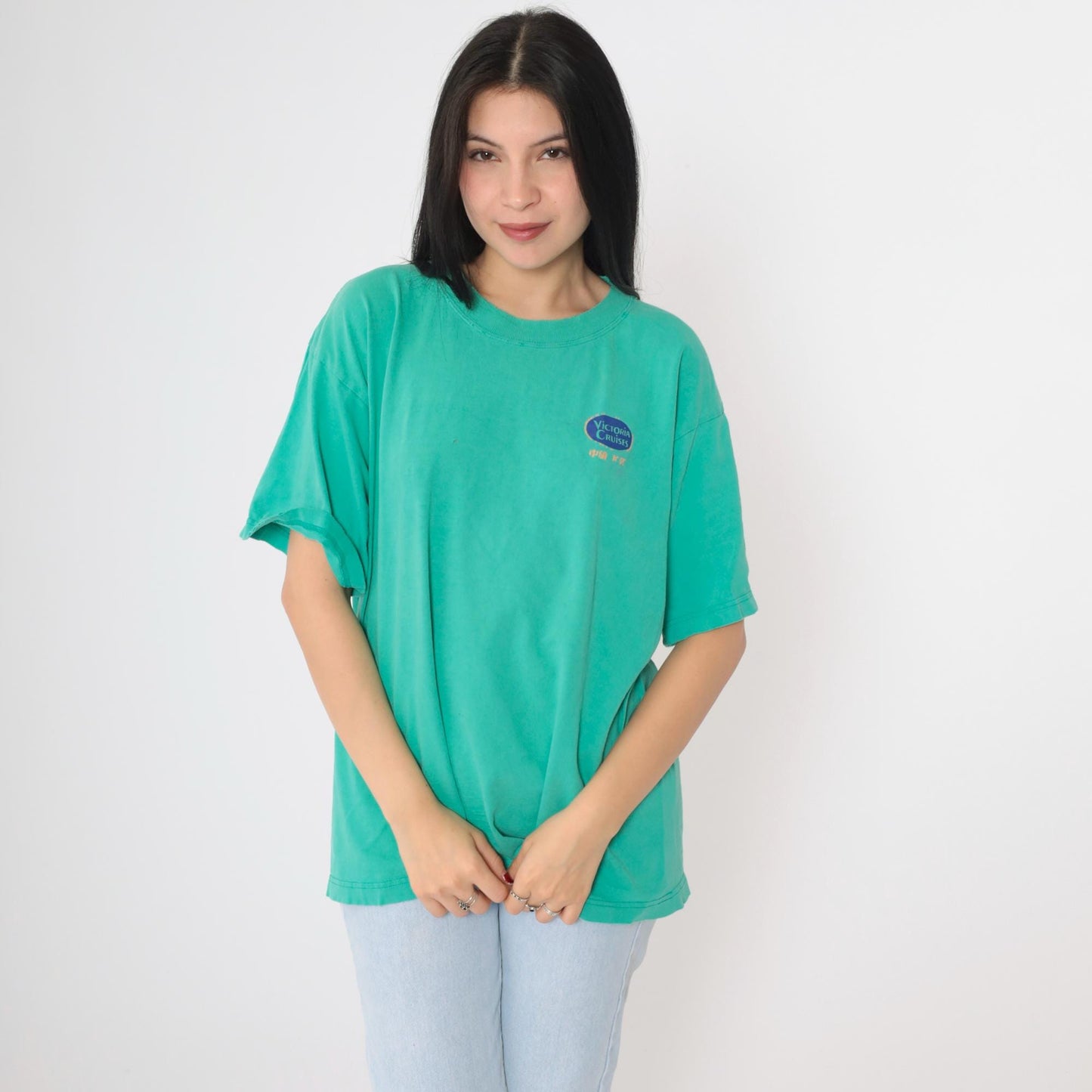 90s Victoria Cruises Yangtze River Dragon Graphic T-Shirt Teal Large