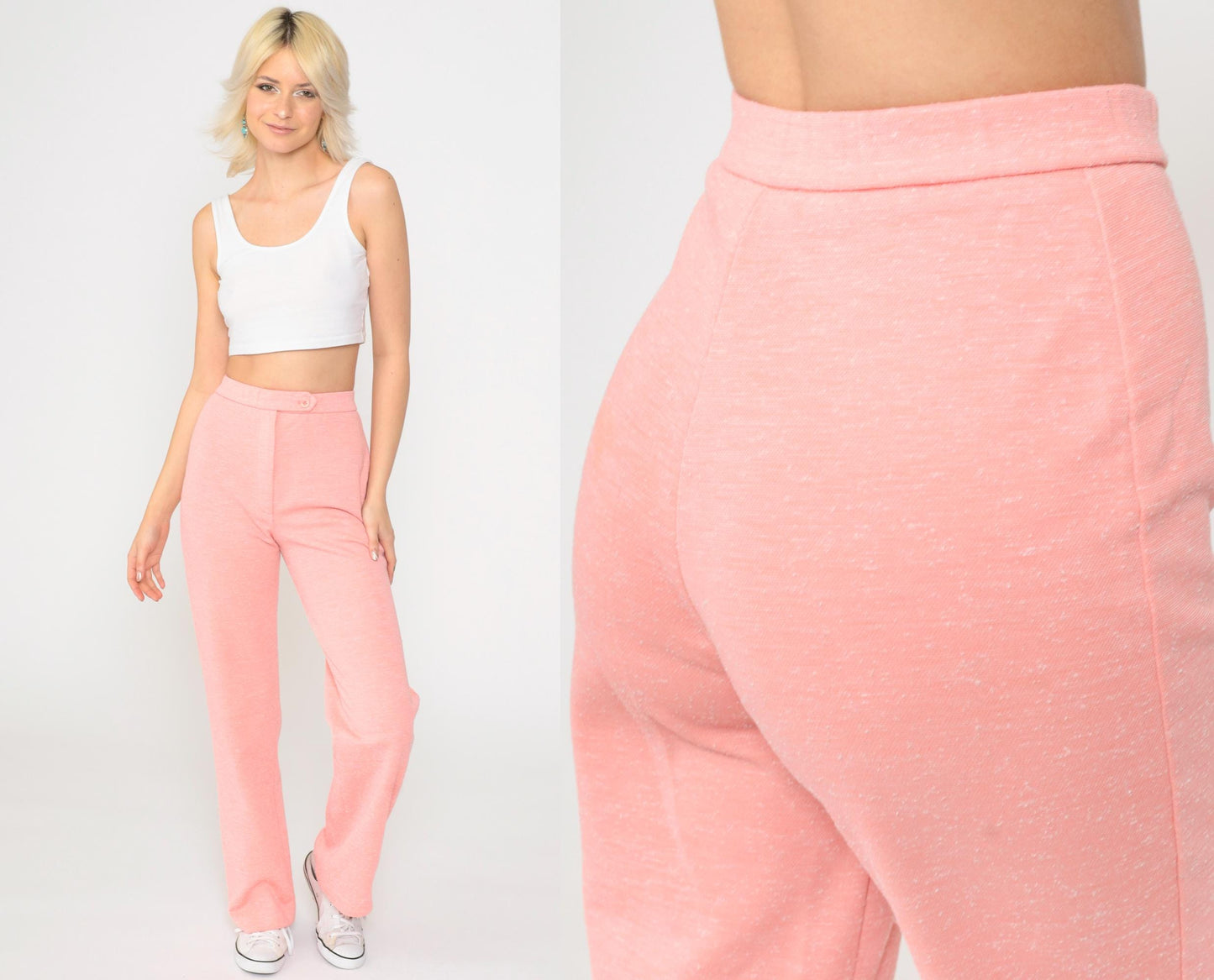 70s Center Stage Pink High-Rise Straight Leg Trousers Extra Small