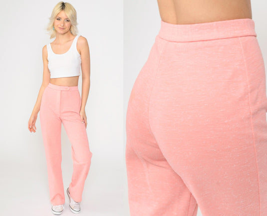 70s Center Stage Pink High-Rise Straight Leg Trousers Extra Small