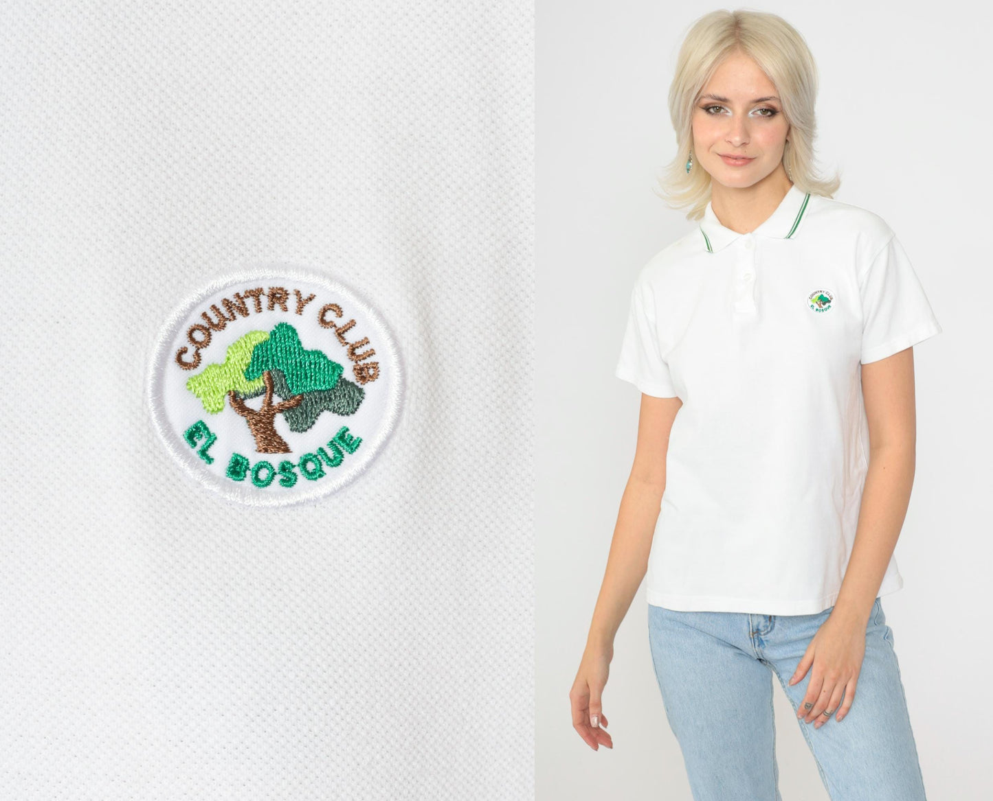 90s El Bosque Country Club Golf Polo Shirt White Medium M