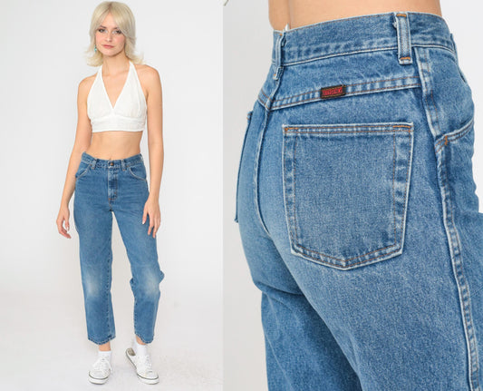 90s Toughskins High Rise Straight Leg Jeans Faded Blue Ankle XS