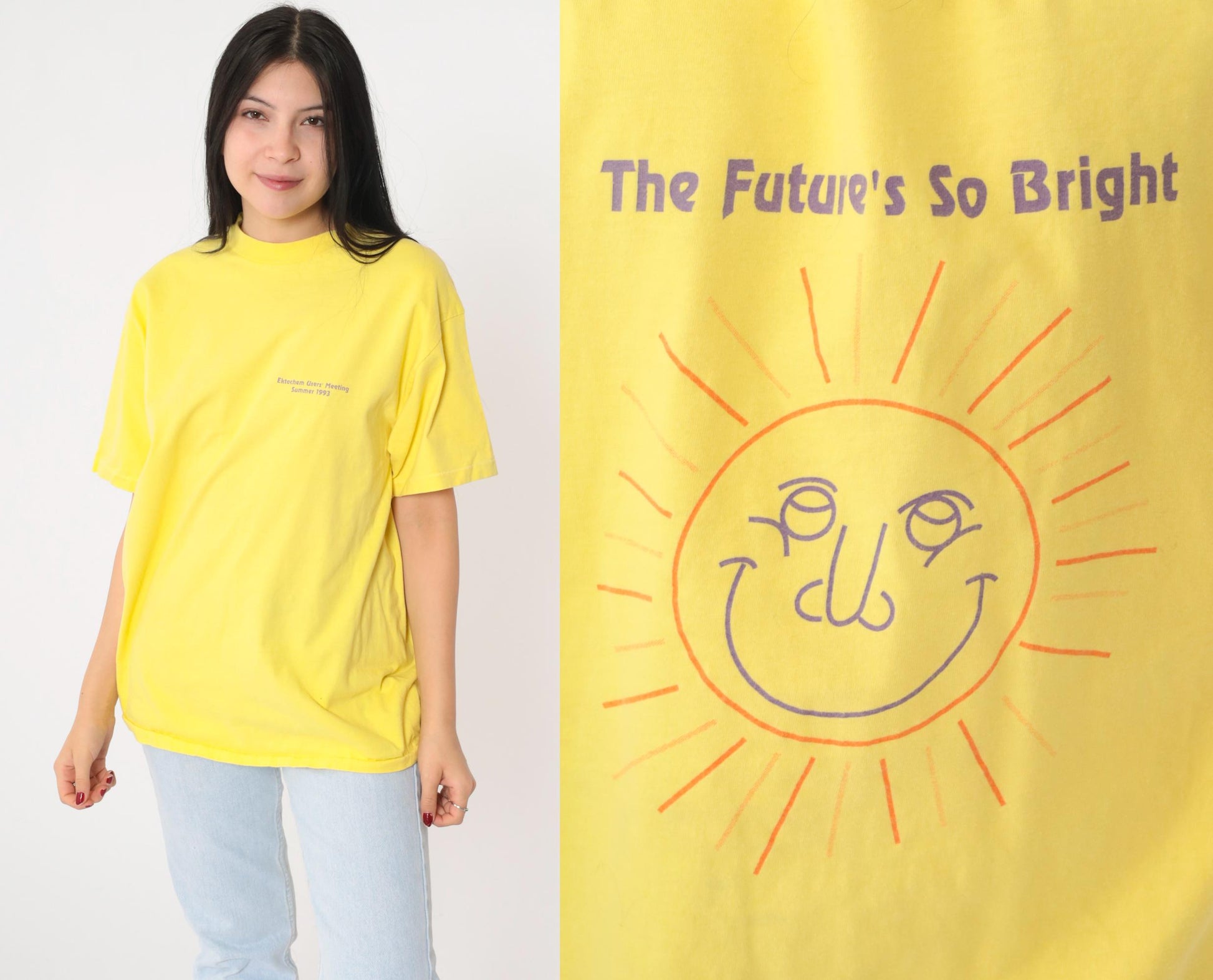 1993 Ektachem Users Meeting T-Shirt Yellow Sun Graphic Medium
