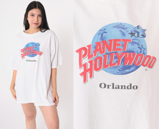 90s Planet Hollywood Orlando T-Shirt White Graphic Crewneck Extra Large XL