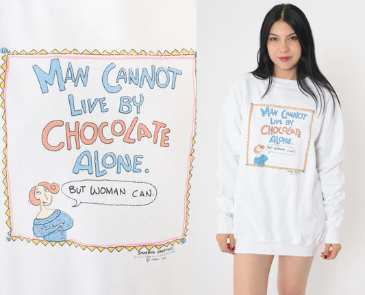 90s Shoebox Greetings Hallmark Sweatshirt Chocolate Graphic Raglan Medium Large
