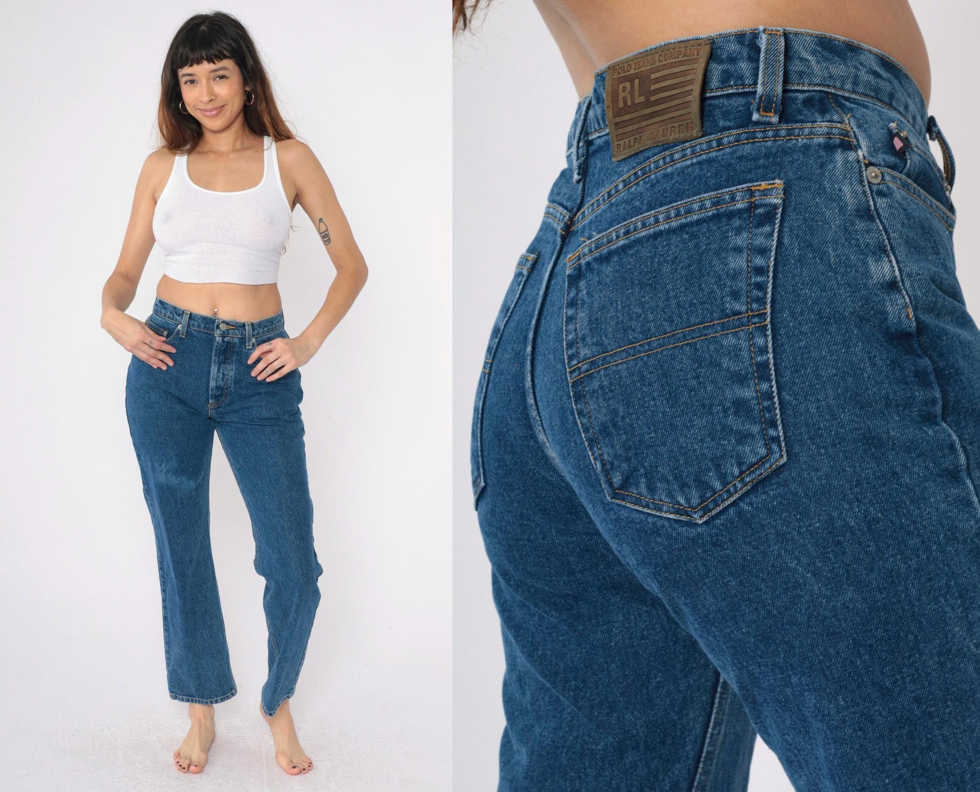 Y2K Ralph Lauren Polo Straight Leg Jeans Medium Wash Denim Small