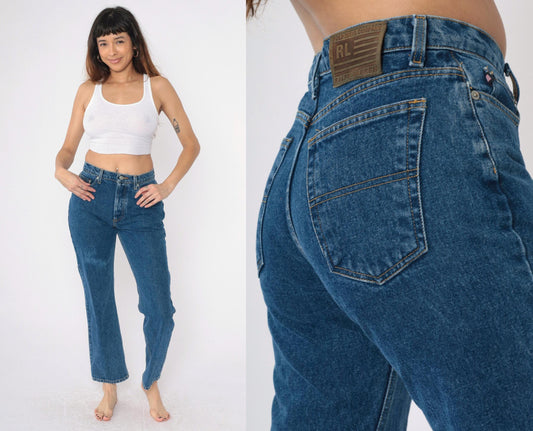 Y2K Ralph Lauren Polo Straight Leg Jeans Medium Wash Denim Small