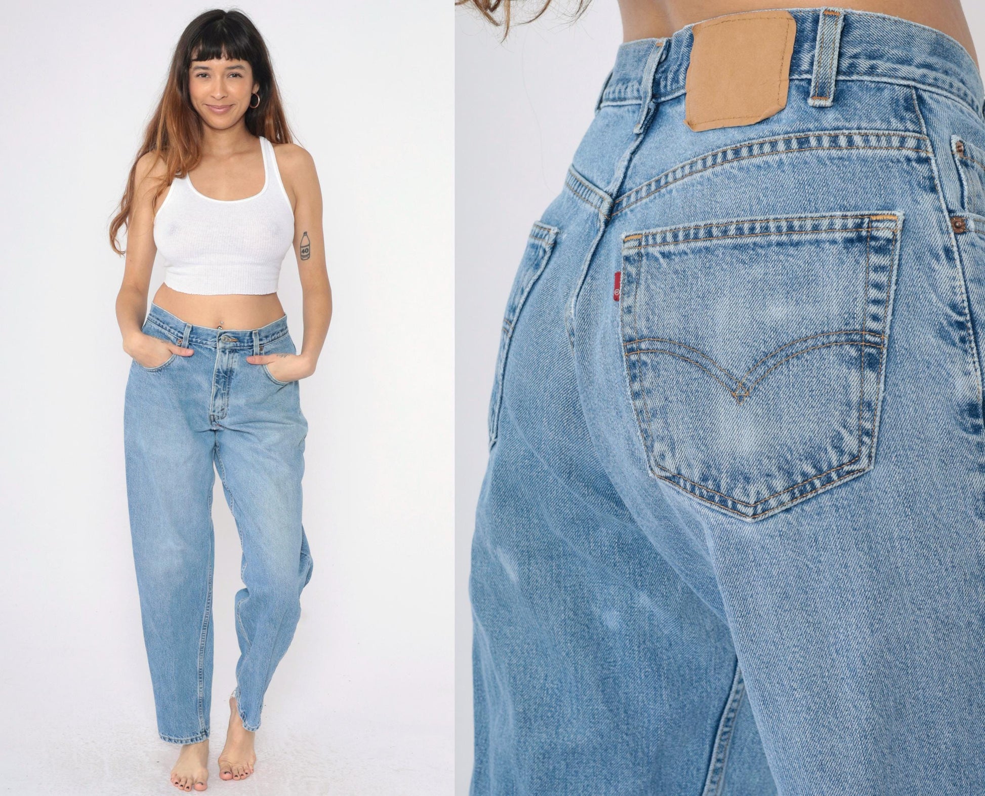 90s Levi's 560 High Waist Tapered Jeans Blue Denim Men's 32x32