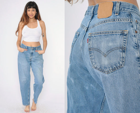 90s Levi's 560 High Waist Tapered Jeans Blue Denim Men's 32x32