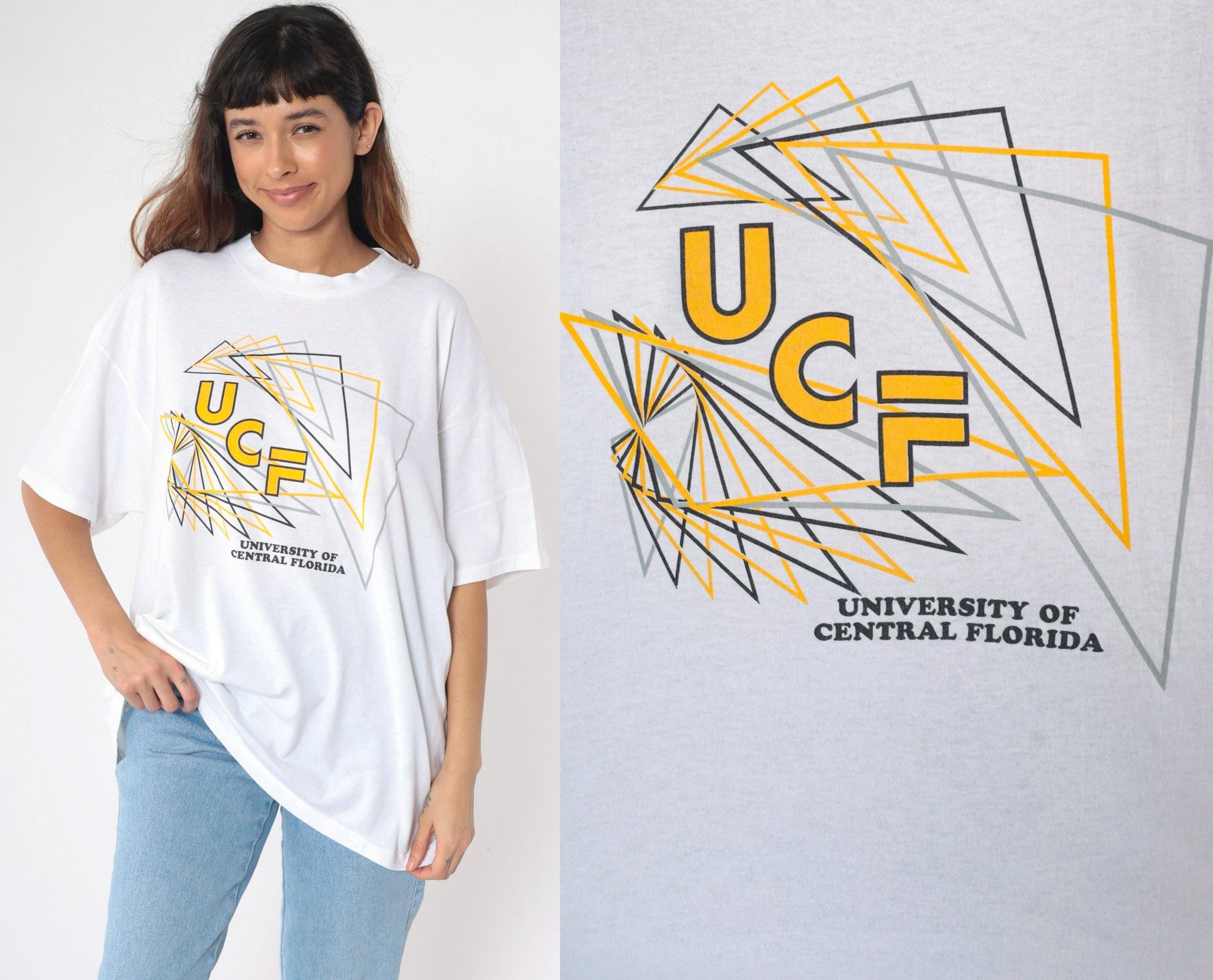 90s University of Central Florida Graphic T-Shirt White Cotton XXL