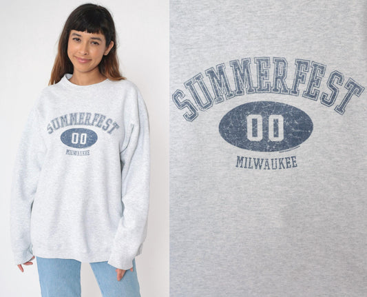 2000 Summerfest Milwaukee Music Festival Sweatshirt Grey Graphic XXL
