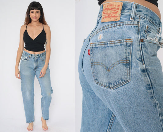 00s Levi's 550 Straight Leg Jeans Blue Denim Distressed Men's 31x32