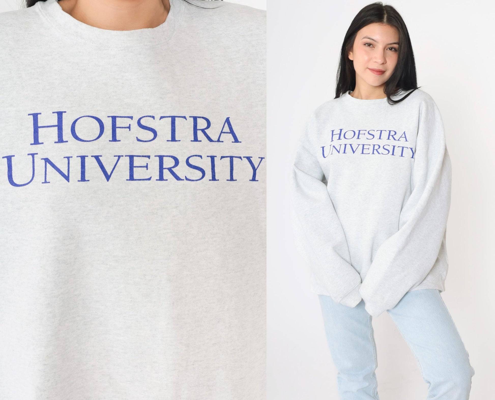 90s Hofstra University Heather Grey Crewneck Sweatshirt Extra Large XL
