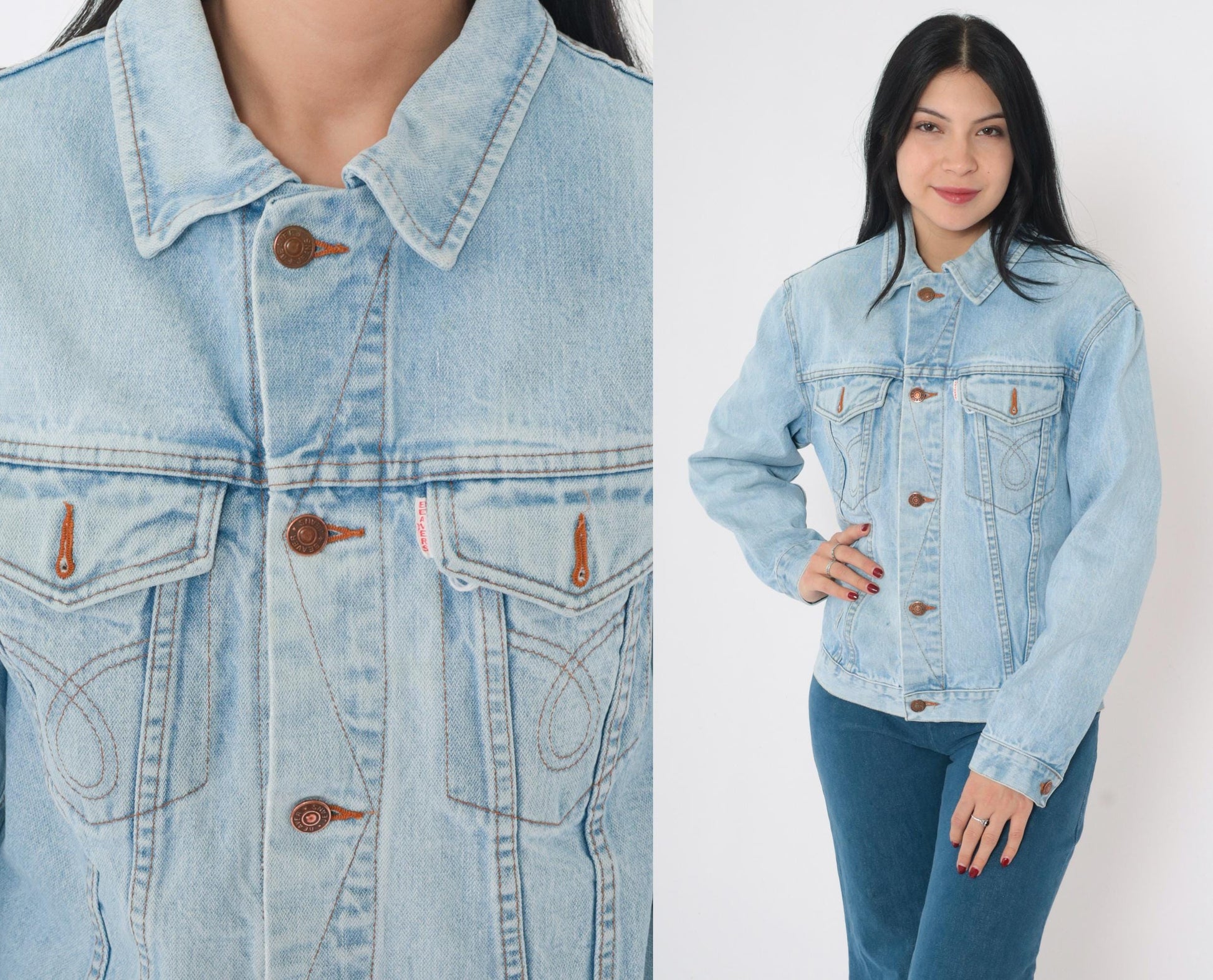 80s Beaver Jeans Light Wash Denim Jacket Men's Medium M