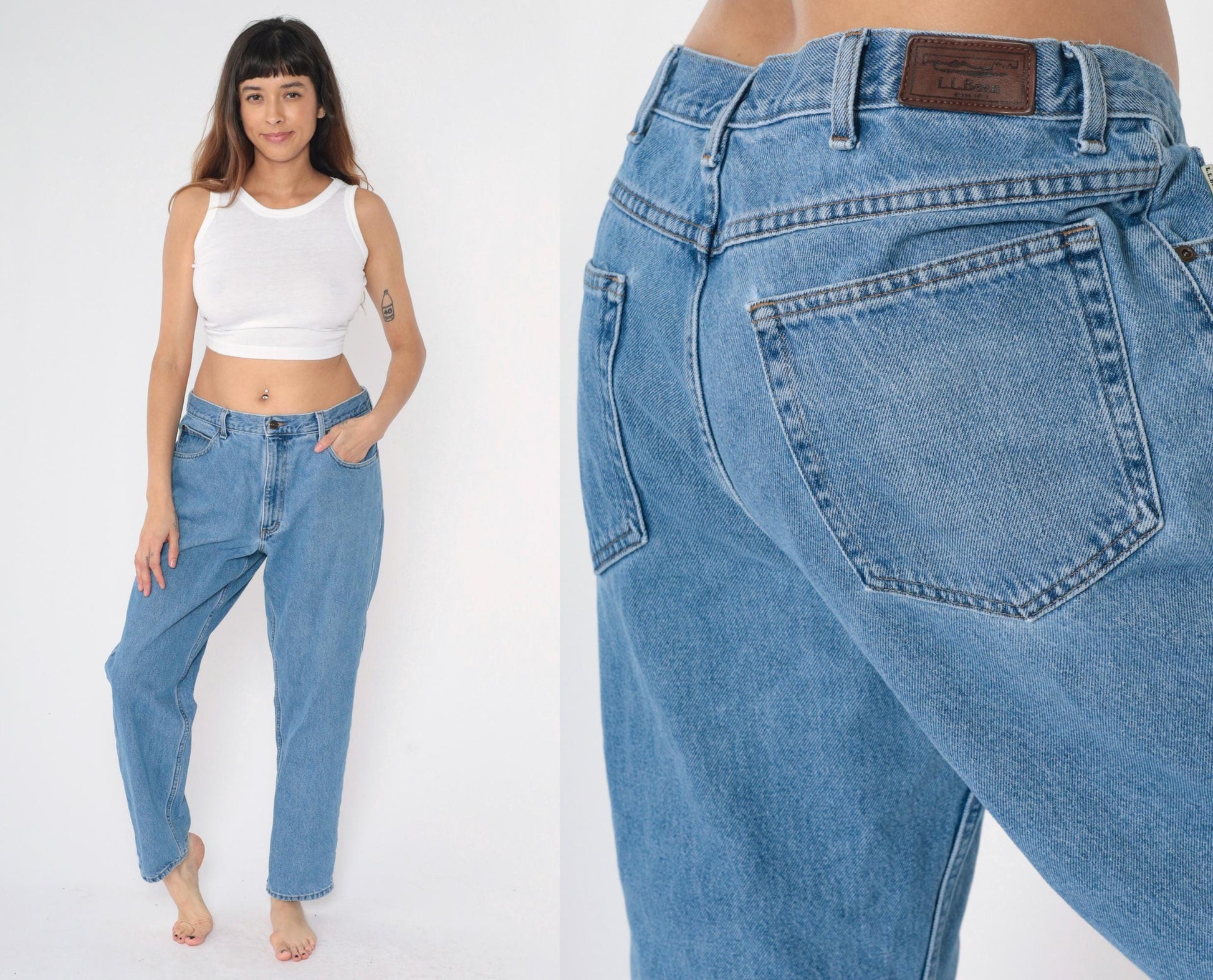 Y2K L.L. Bean Classic Fit Straight Leg High Rise Jeans Blue 37x29