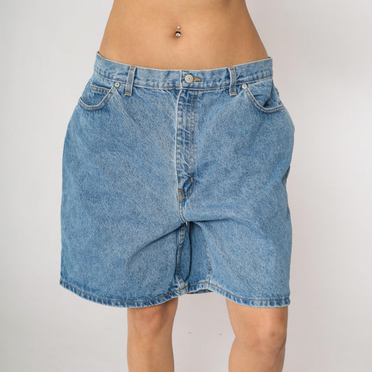 90s Faded Glory High-Waist Denim Shorts Blue Large