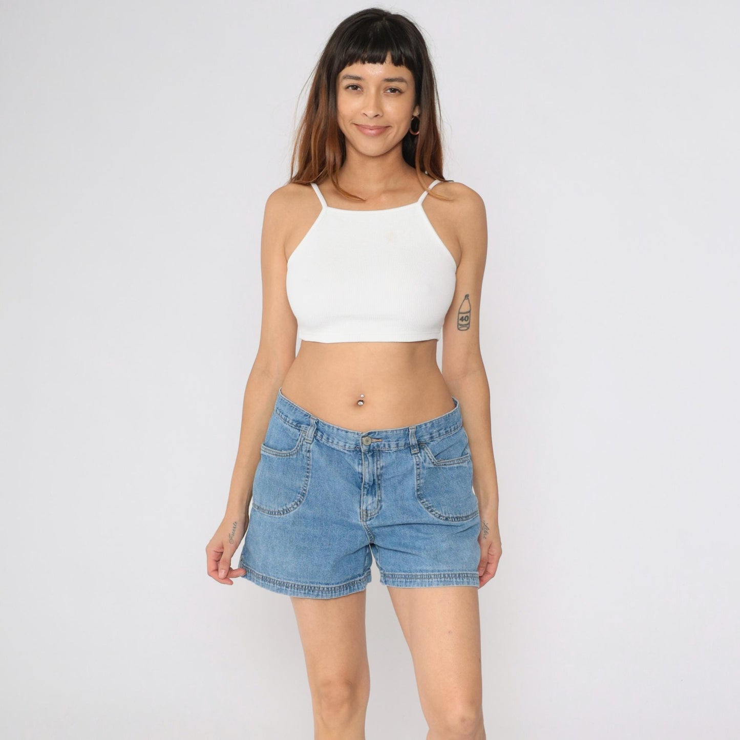 Y2K Faded Glory High-Waisted Jean Shorts Blue Denim Four Pocket Large 12