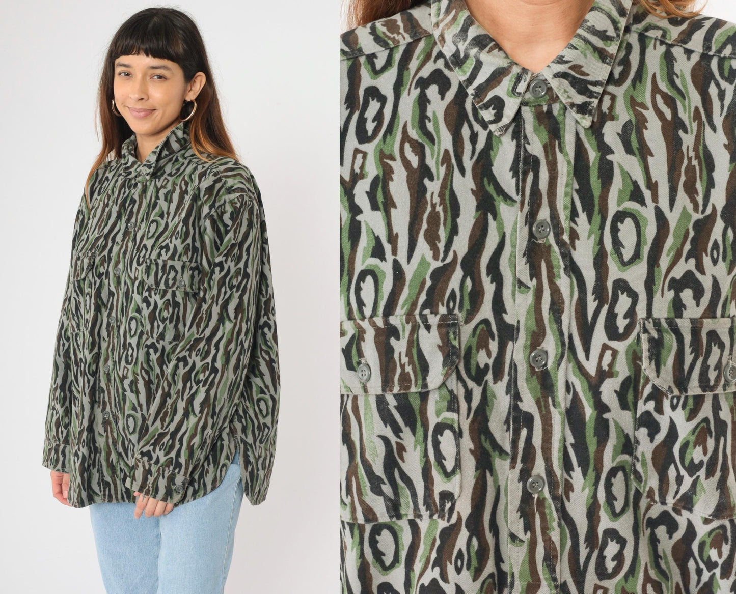 90s Woolrich Camo Button Up Shirt Men's Extra Large XL