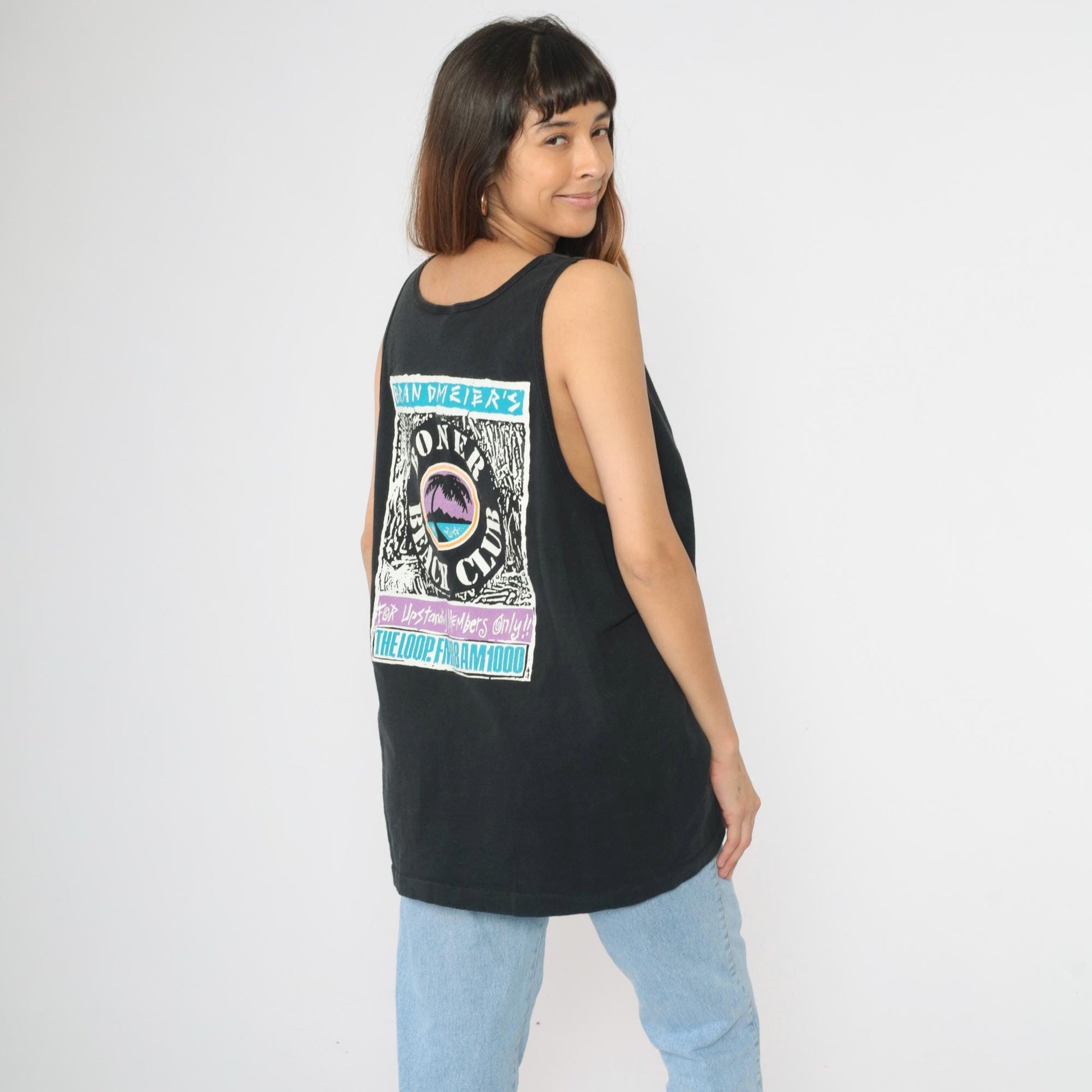 90s Brandmeier's Boner Beach Club Tank Top Chicago Loop FM 98 Black XXL