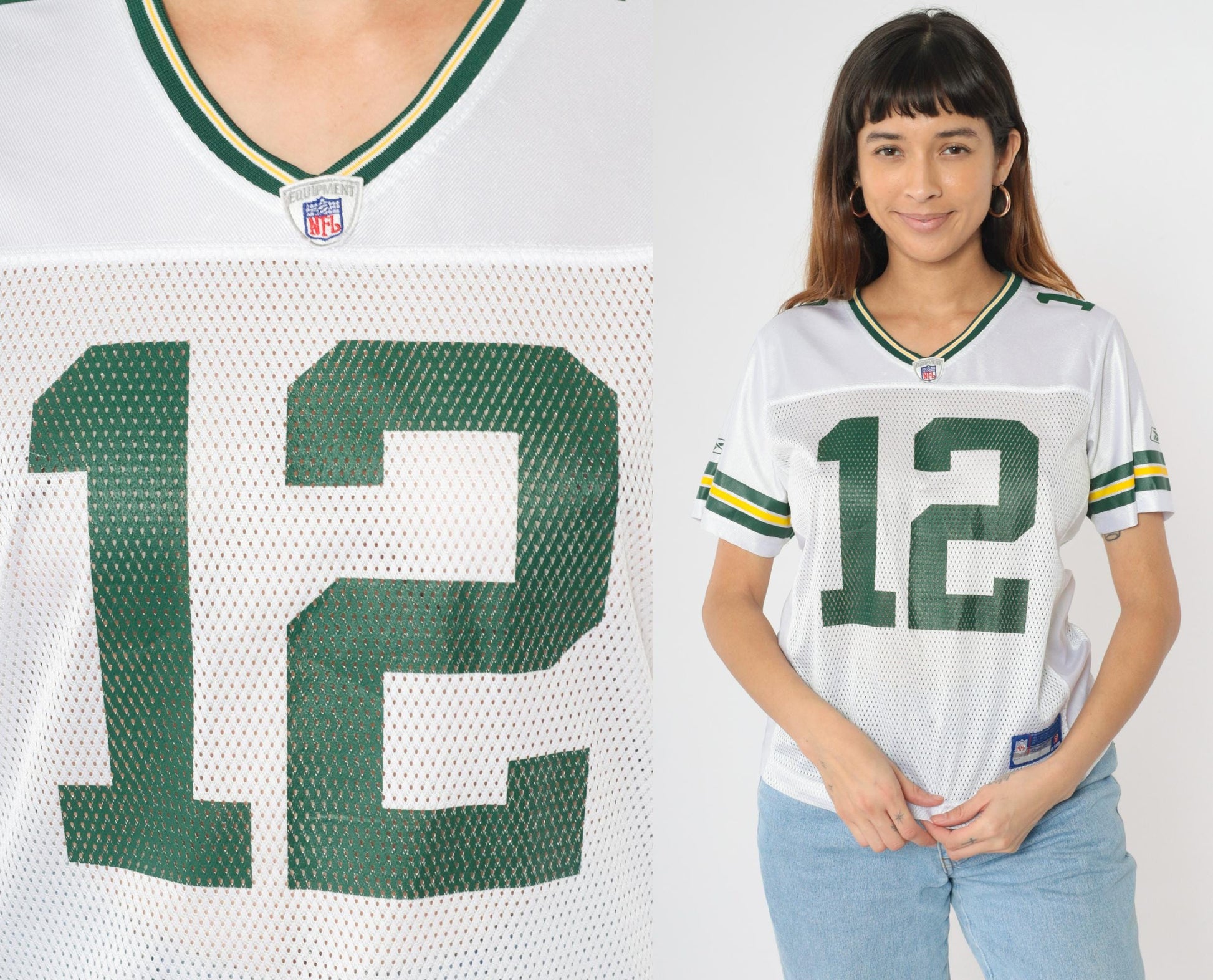 Aaron Rodgers Green Bay Packers Jersey Reebok NFL 2000s White Mesh Medium