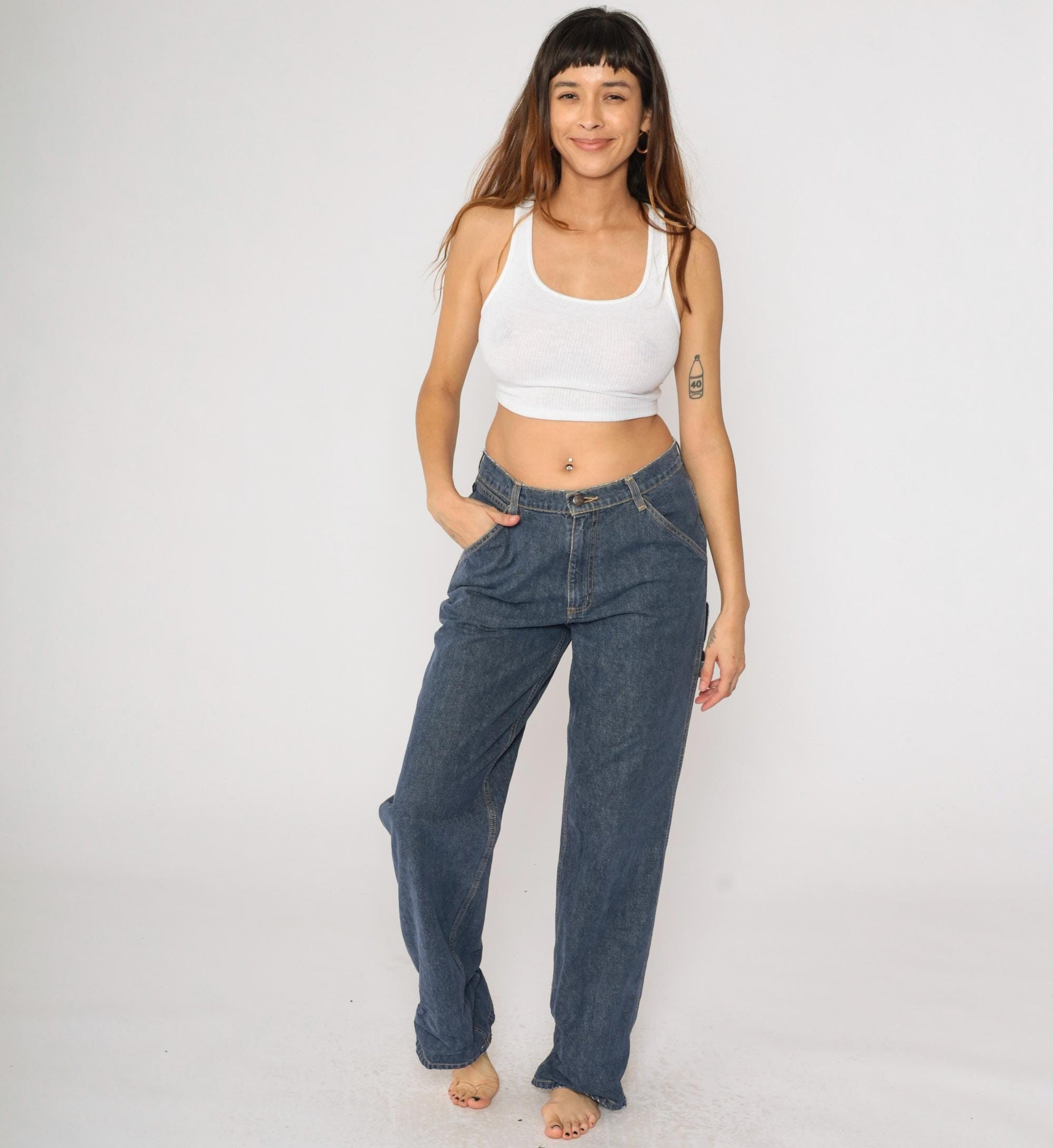 90s Ralph Lauren Polo Carpenter Jeans Dark Wash High Rise Wide Leg Size 10