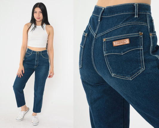 80s Tommy's Dark Wash High-Waist Straight Ankle Jeans Small S