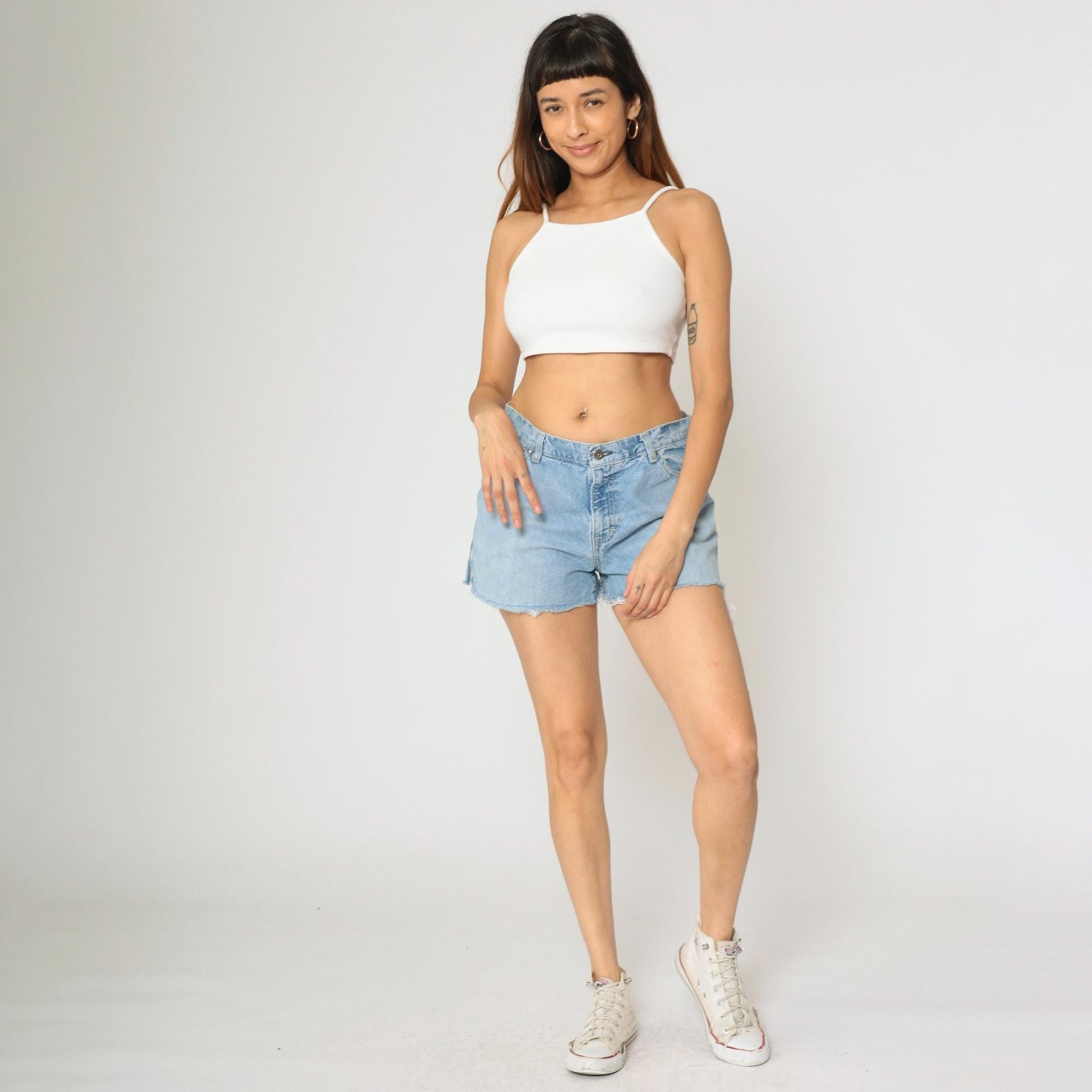 Y2K Tommy Hilfiger Blue Denim Cutoff Shorts Mid Rise Medium 10