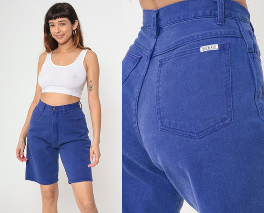 90s Bill Blass Indigo Denim Shorts High Waist Bermuda Length Small