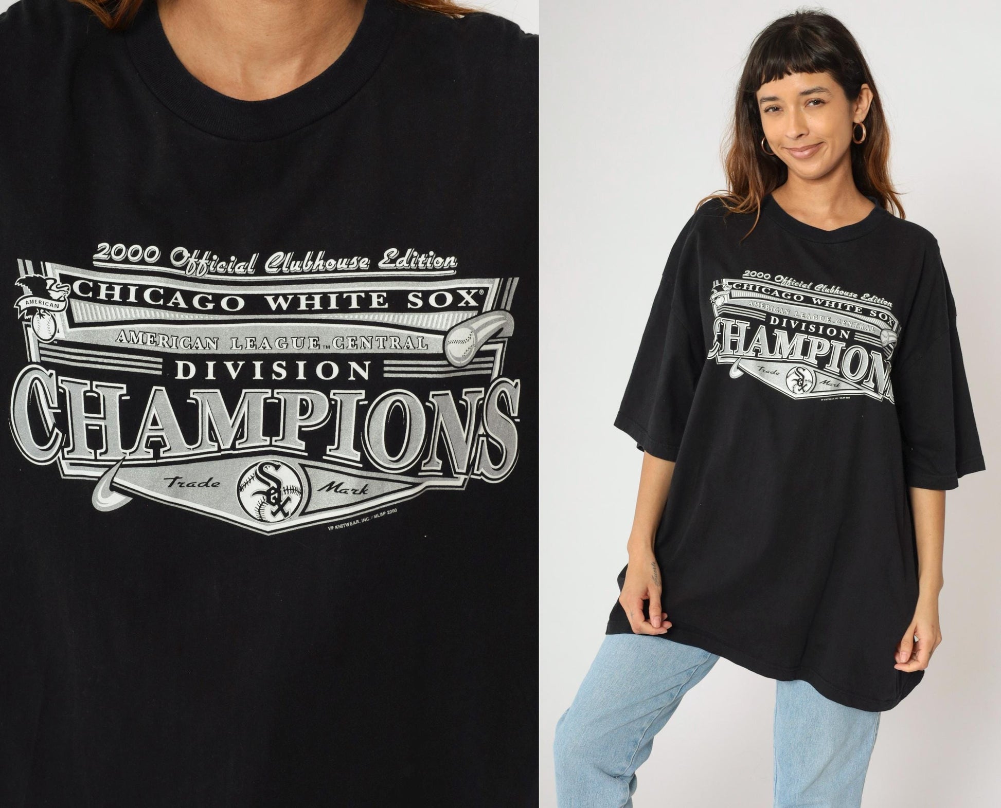 Y2K Chicago White Sox 2000 Division Champions Graphic Tee Black Cotton XXL