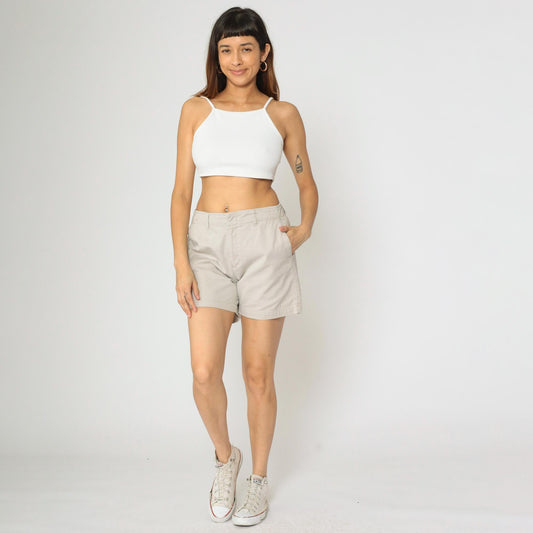 Calvin Klein Jeans Khaki Chino Shorts Mid Rise Cotton Beige Size 8