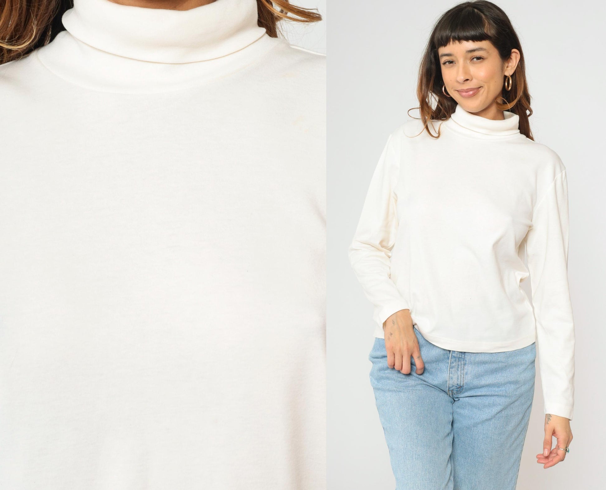 00s Christopher & Banks Off-White Turtleneck Long Sleeve Top Medium M