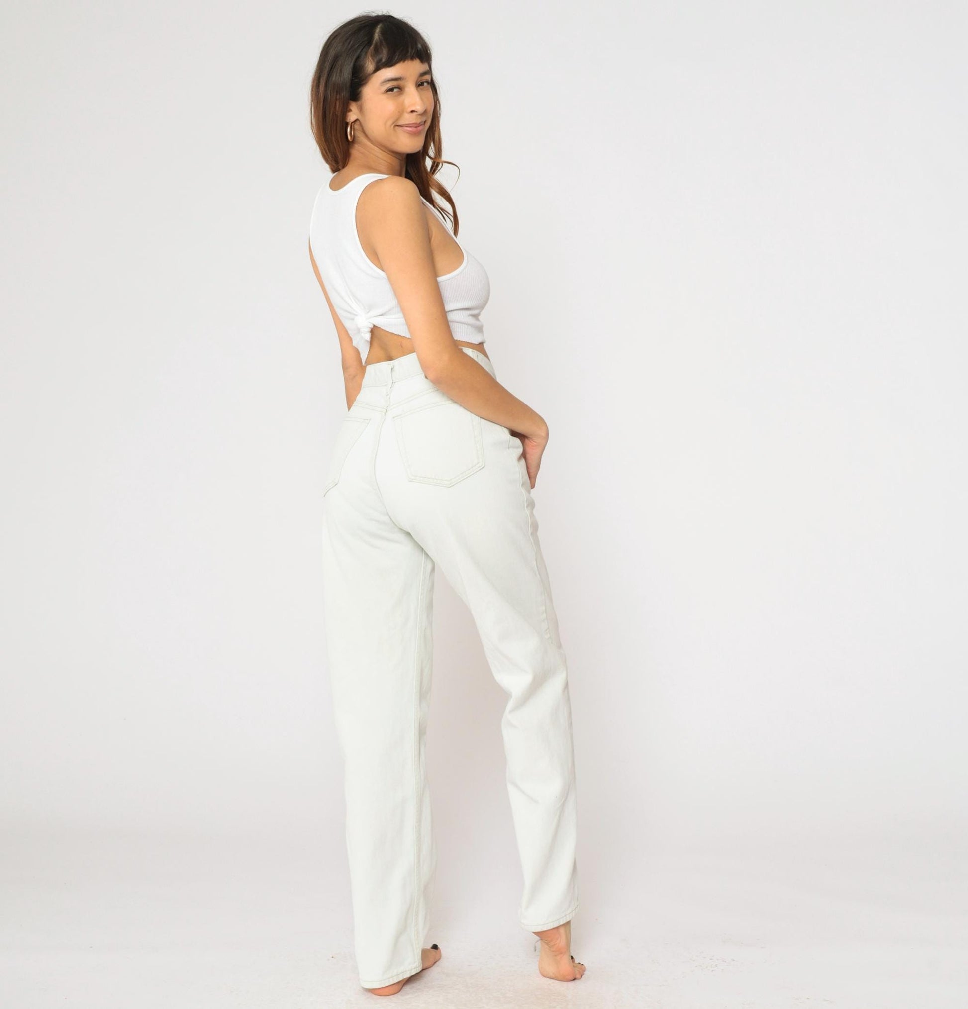 90s Arizona Jean Company White Denim High-Rise Straight Jeans Medium