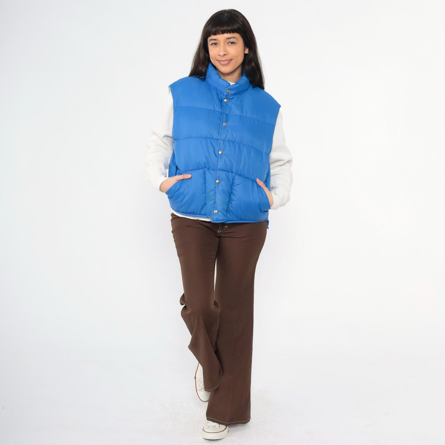 80s Polar Gear Down Puffer Vest Blue Snap Front Sleeveless Extra Large